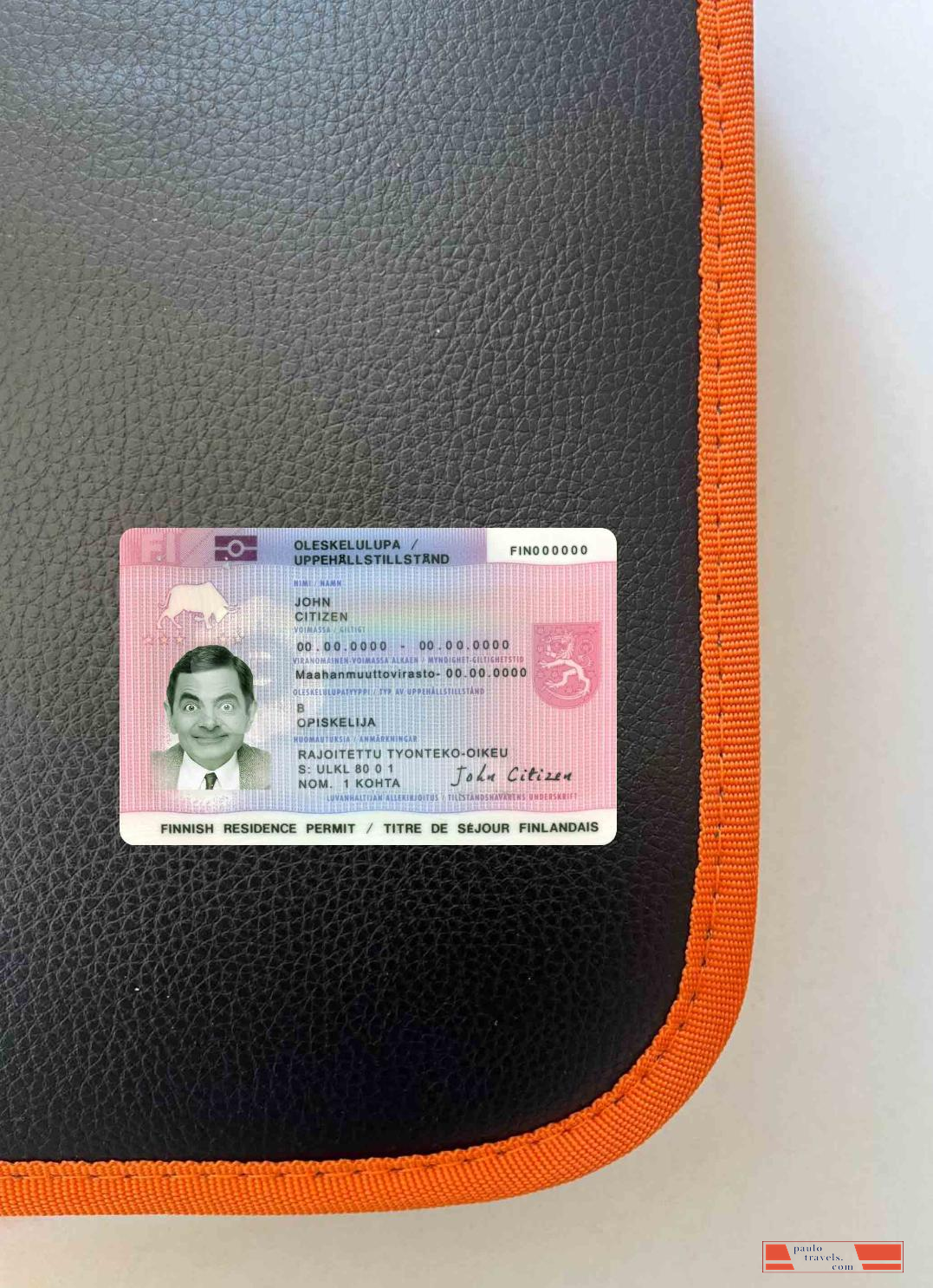 Finland residence permit photolook FRONT PSD template